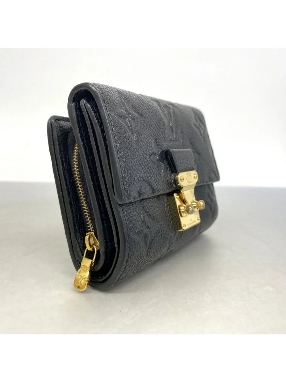 Louis Vuitton Trifold Wallet Monogram Empreinte Portefeuille Metis Compact Noir